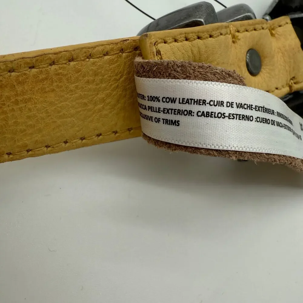 Free People Billie Leather Belt Yellow Size S/M Asymmetric Buckle Western NWOT